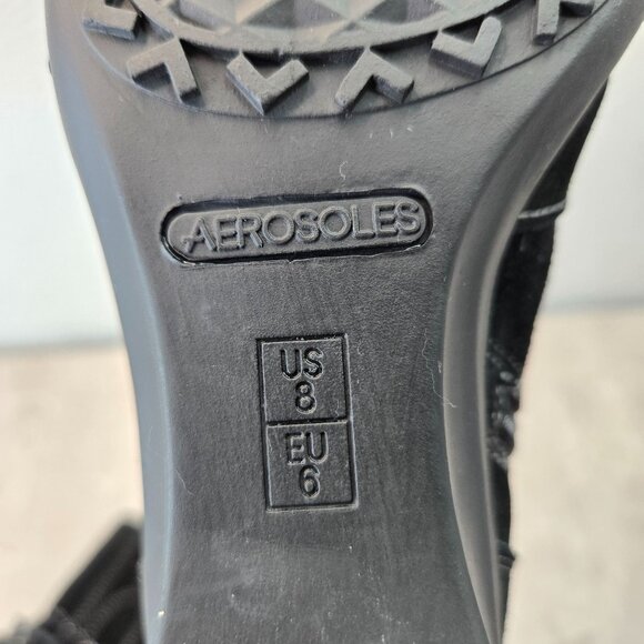 Aerosoles Ankle Boots Wedge 8 Black Suede Victorian Retro Lace Up Comfort Bootie - Picture 10 of 12